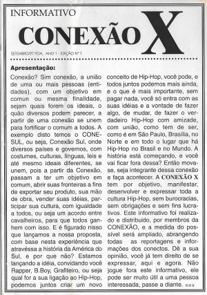 Capa do Fanzine Conexão X - Edição Nº 1 publicada em setembro de 1997